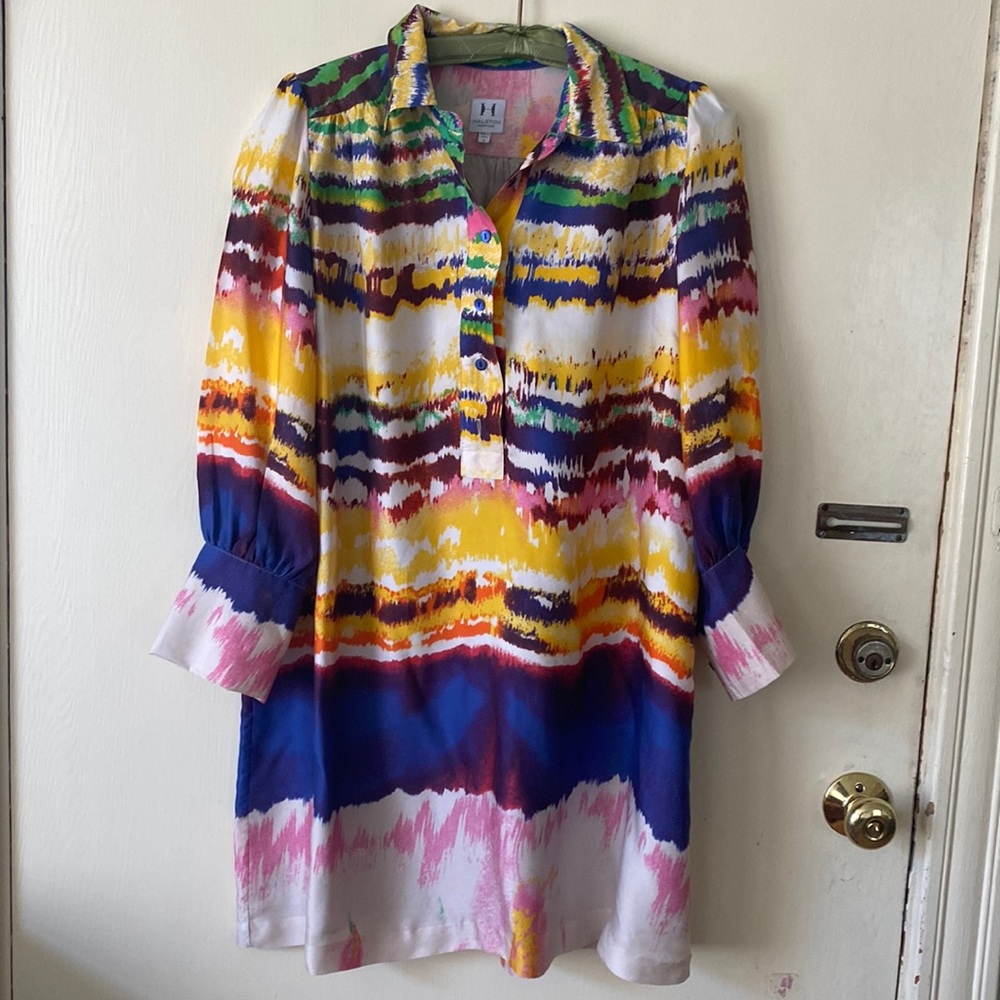 Vintage Halston Heritage multi-colored silk tunic